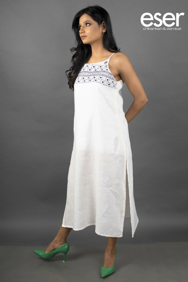Linen Ivory Long Dress | Eser