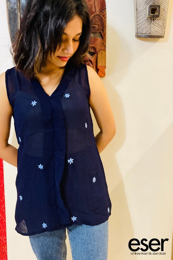 Navy Blue Short Top | Eser