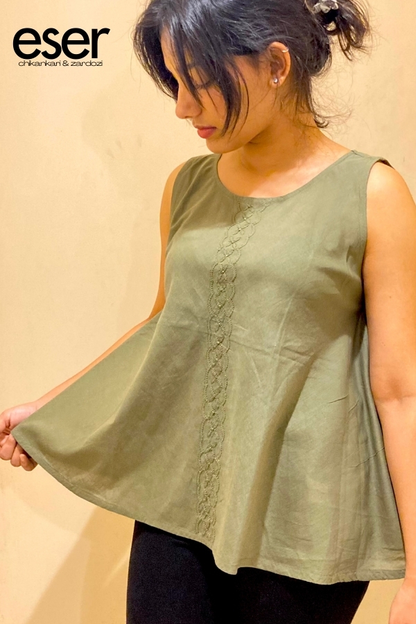 Olive Green Short Top | Eser