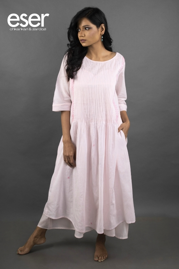 Blush Pink Pintucks Dress | Eser