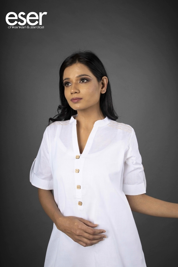 White Short A Line Dress | Eser